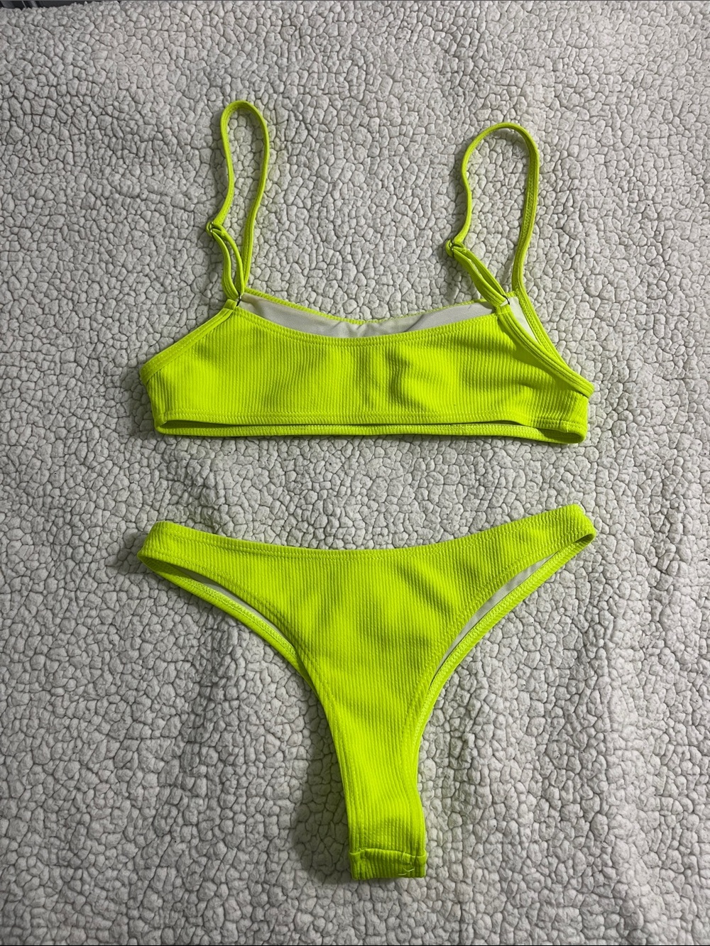 Neon Lime Ribbed Bikini Set - Picture 2 of 5